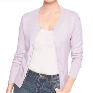 GAP Light Purple Crewneck Button Cardigan 100% cotton size large petite